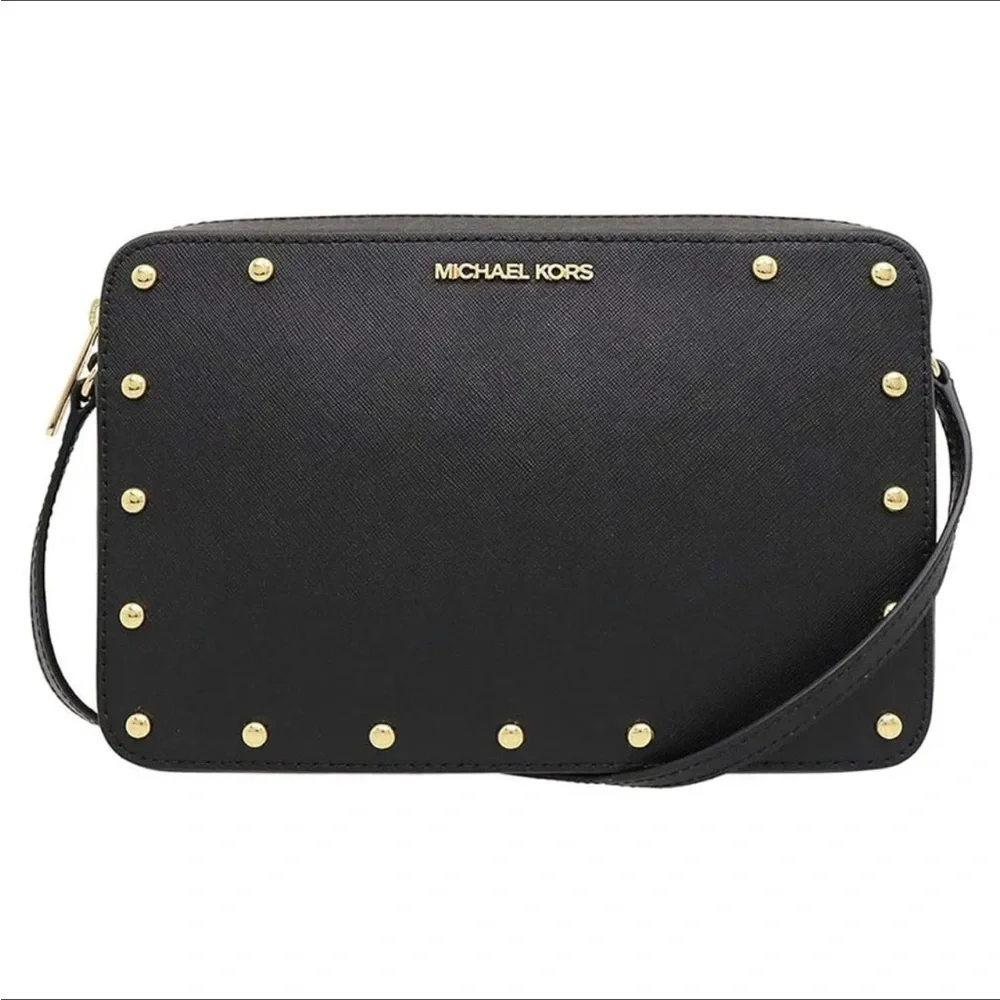 Michael Kors Sandrine Stud MK Crossbody Bag Purse Saffiano Leather